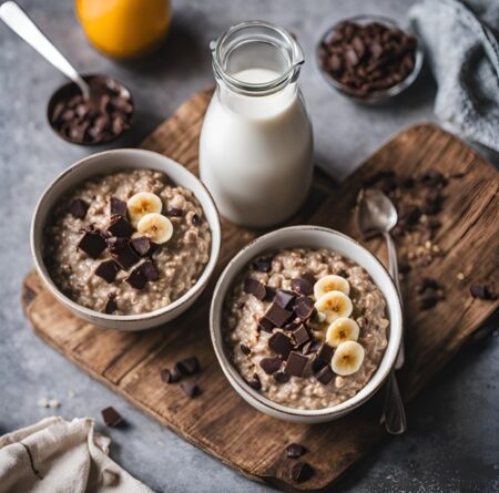 Overnight oats avec chocolat et banane